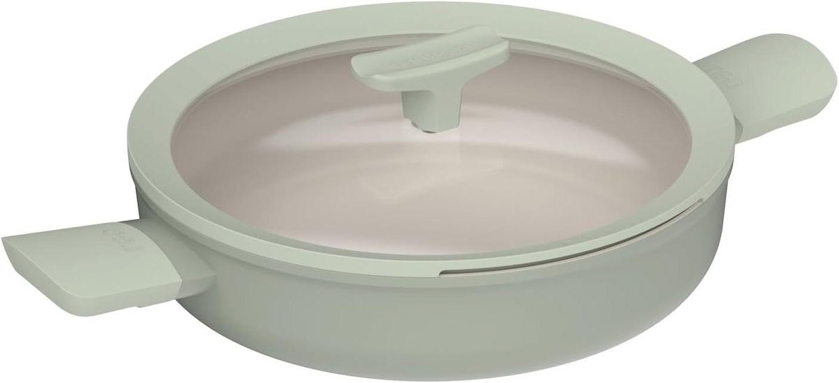 Stoofpan met deksel Hapjespan sauteerpan Gerechten bereiden Antiaanbaklaag 26 cm Saliegroen