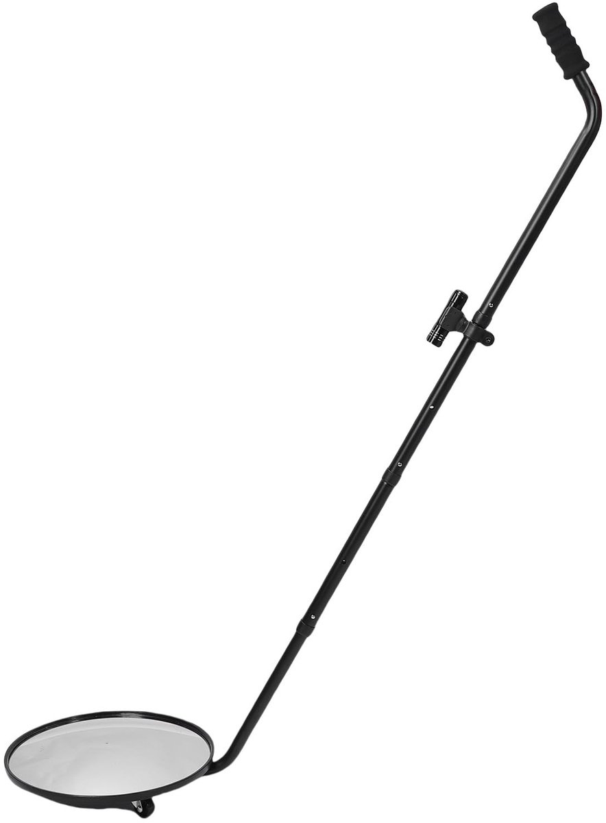 Dailygoods- Inspectiespiegel 30 Cm - Convexe Zoekspiegel - Verstelbare Hoek - 3 Wielen - LED Zaklamp - Acryl met 2x Vergroting