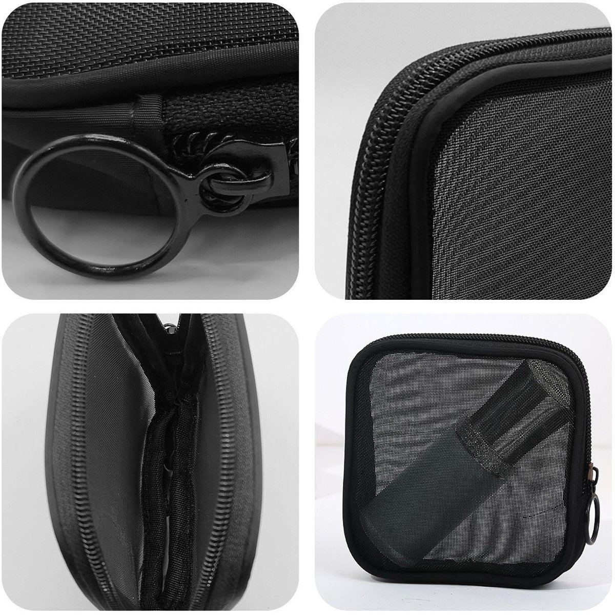 Dailygoods- Netvakken 4 Stuks - Draagbare Reisnetvakken - Kleine Make-uptassen - Lichtgewicht Nylon - Ademend Materiaal - 12 x 12 x 2 cm - Opbergzakken