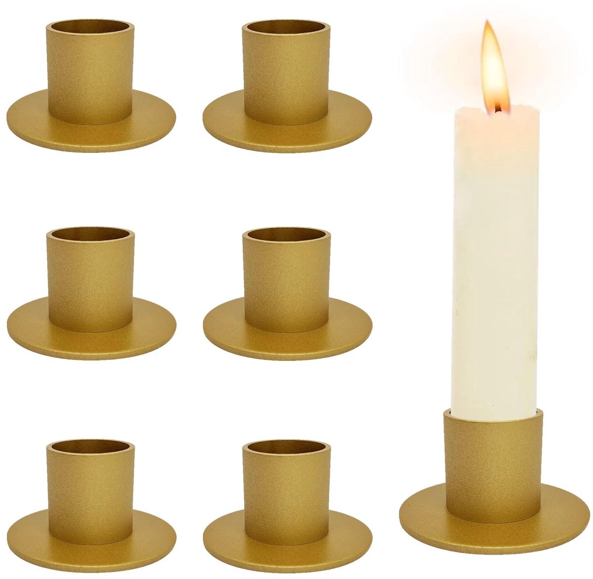 Allecto - Gouden Kandelaars Set van 6 - Retro Stijl - Stevig en