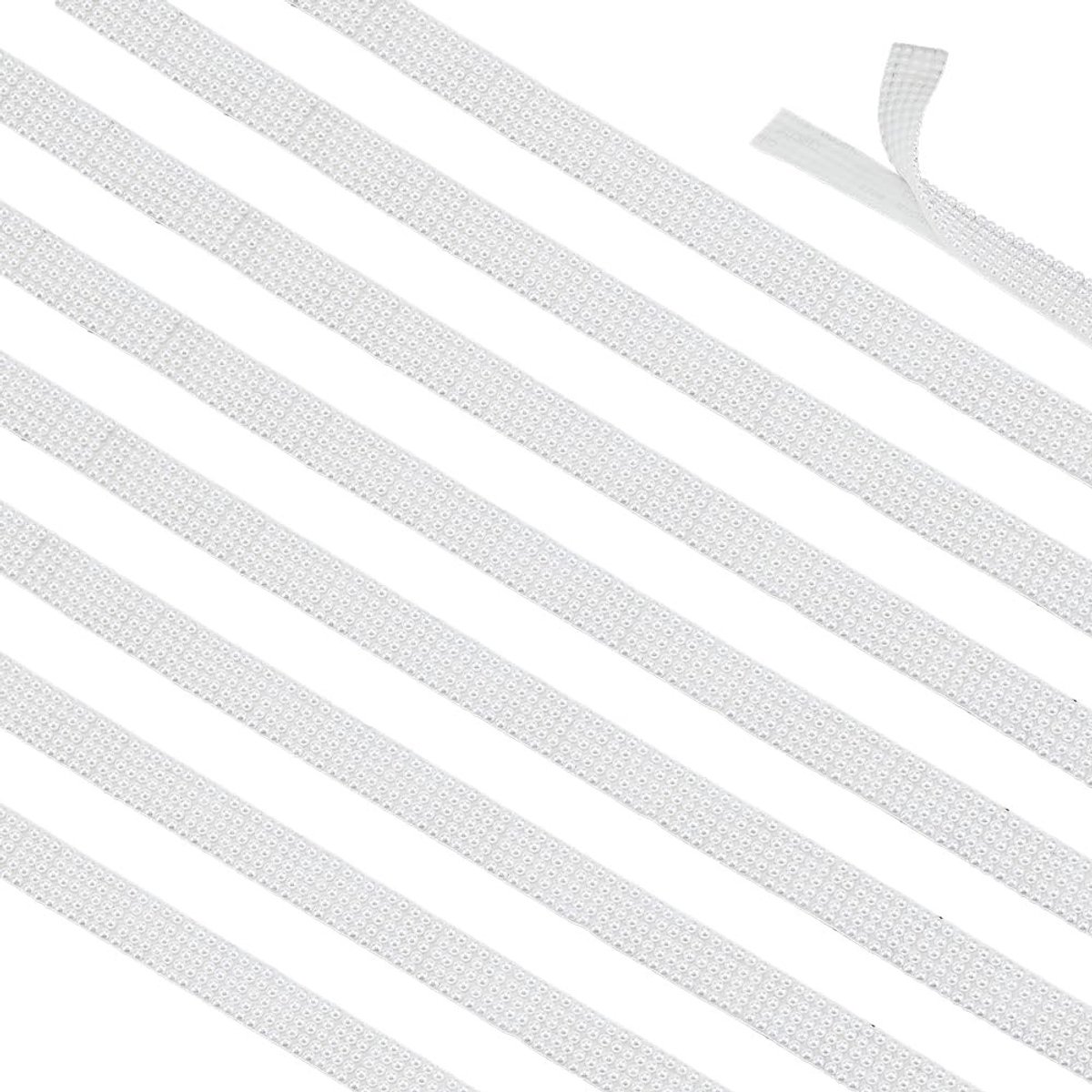 Dailygoods- Parelwikkelrol 5,49 m - Zelfklevend Parellint - 3 Rijen Parels - Decoratie voor Bruiloft/Verjaardagsfeestje - 9,5 x 3,5 mm - Geschikt voor DIY Kunstdecoratie