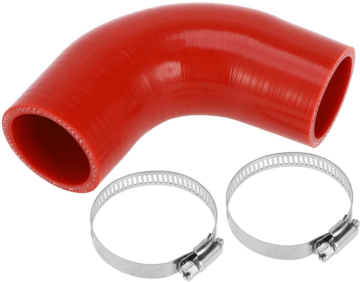 Dailygoods- Siliconen Slang Rood - 90 Graden - Binnendiameter 45mm - Lengte 90mm - Meerlaagse Weaving - Bestand tegen Hoge Temperatuur - Koelslang
