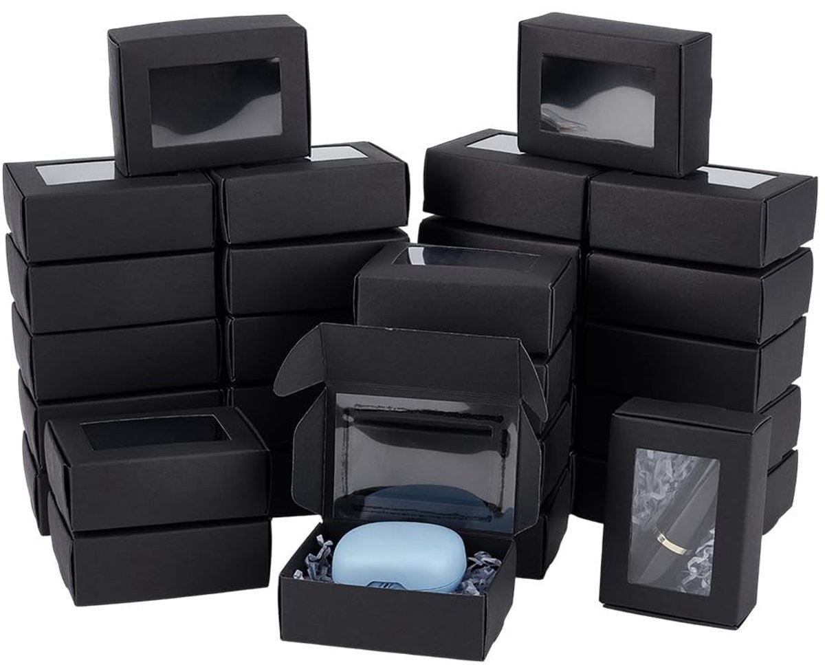 Dailygoods- Kraftgeschenkdozen 30 stuks - Kraftpapieren Dozen - Helder Venster - Sieradenopslag - Bruiloft - Valentijnsdag - Kerstmis - Cadeauverpakking
