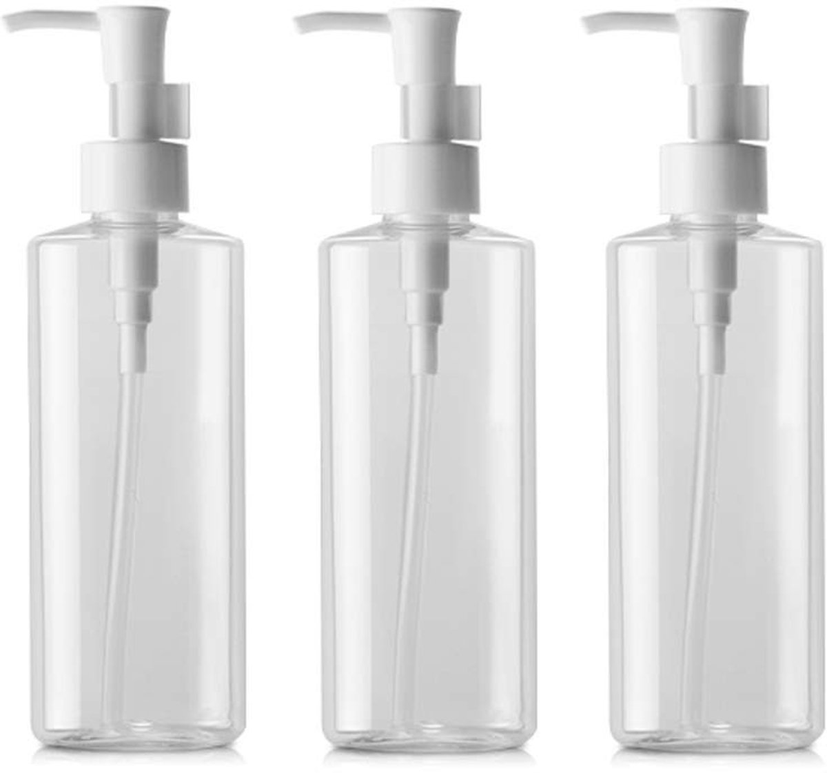 Dailygoods- Navulbare Flessen Set van 3 - Kunststof - Dispenser - 120 ml - Duurzaam - Ideaal voor Cosmetica - Afmetingen 135 x 35 mm - Cosmeticaflessen