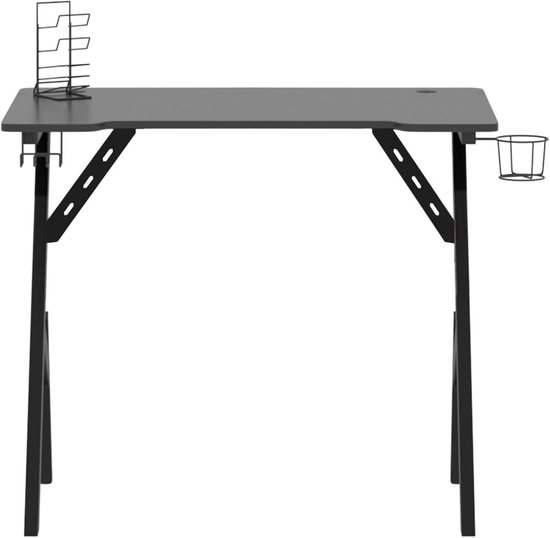 Gaming Bureau - Computer Tafel Werkplek - Productief Werken Gamen - Y-vormige Poten - 90x60x75 cm - Zwart — afbeelding 3