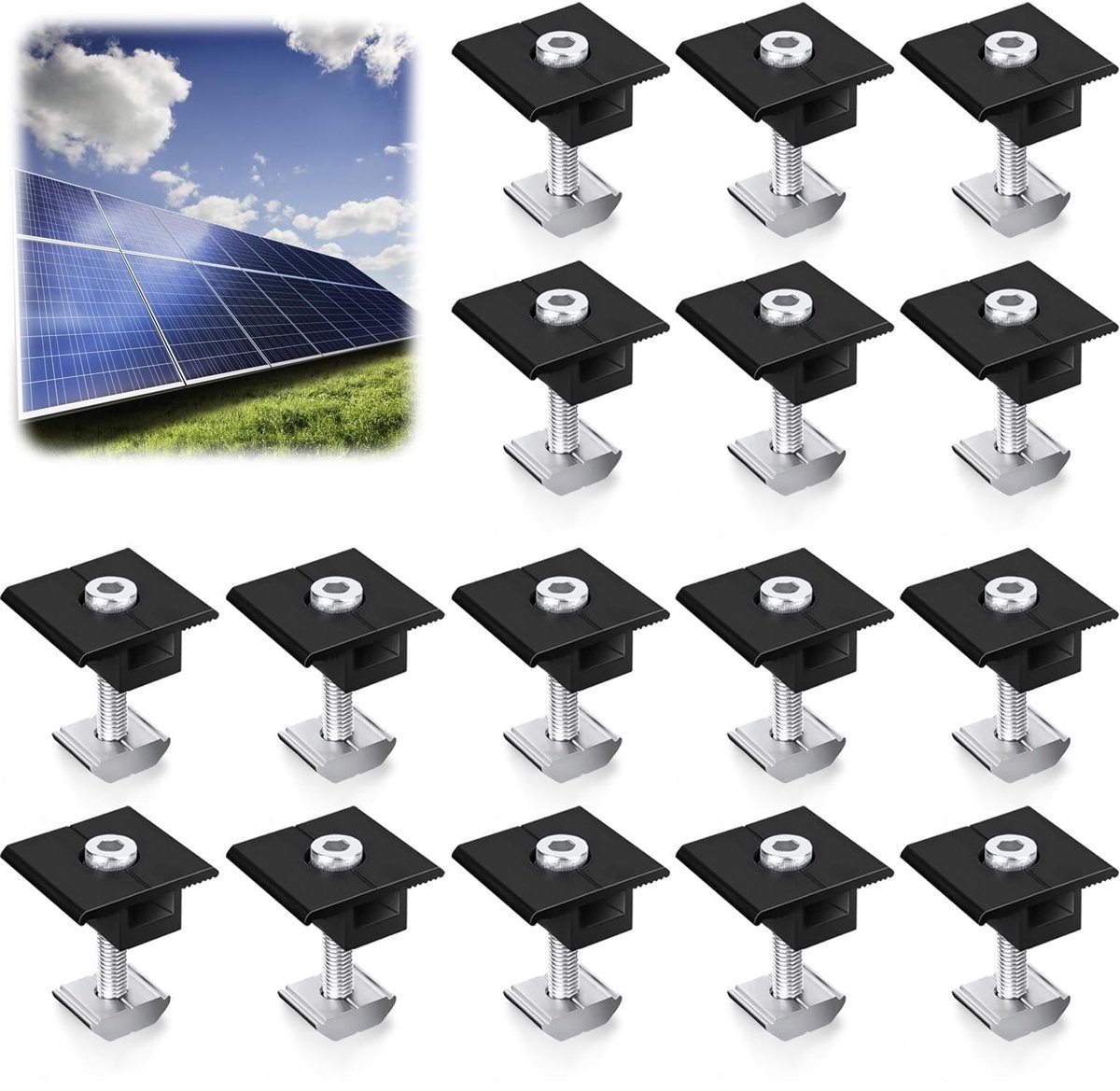 Dailygoods- Zonnepaneelhouder 16pcs - T-vormige Beugel - Aluminium Legering - Corrosiebestendig - Voor Daken/Booten - Eenvoudige Installatie - Zonnepaneelbevestiging