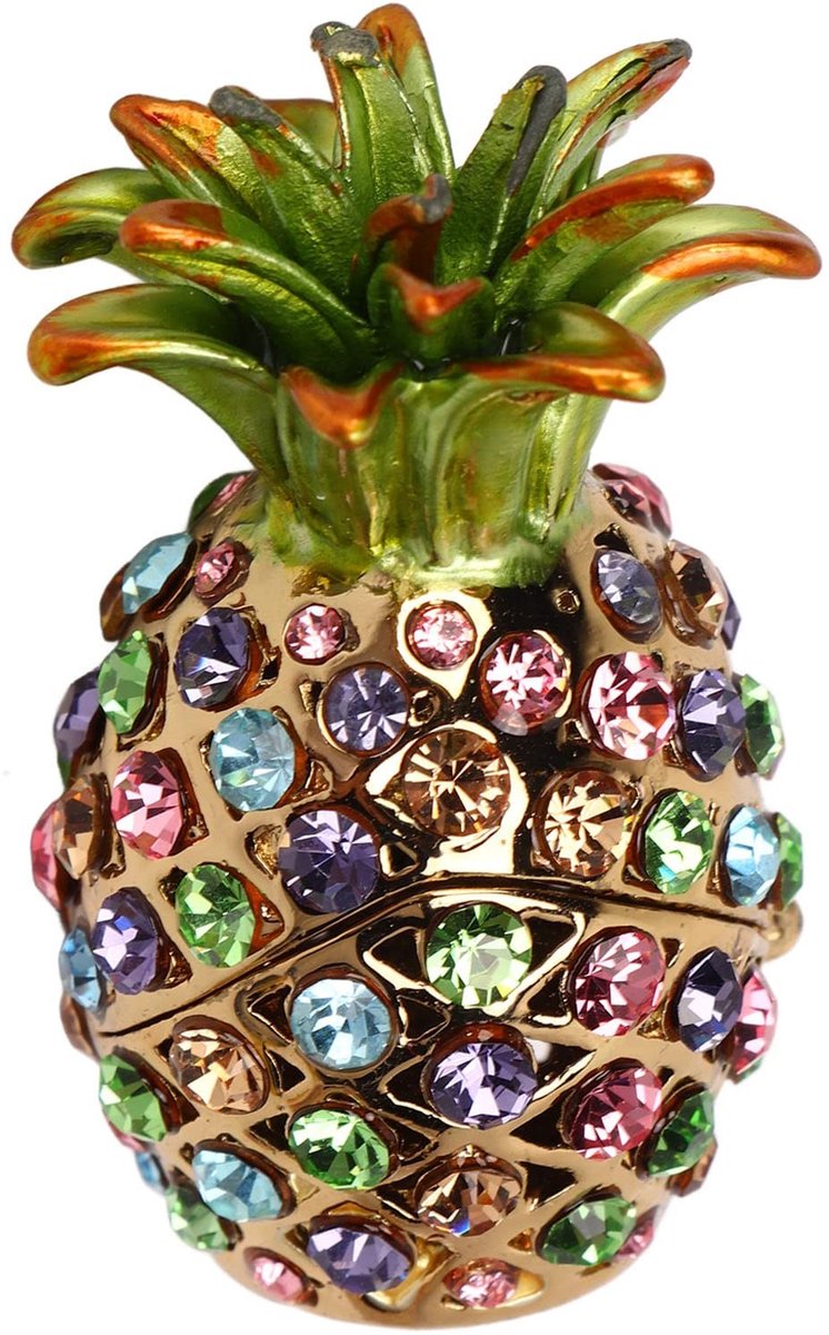 Dailygoods- Sieradenbox Ananas-stijl - Sieradenopslag - Metalen Juwelendoos - Elegant Design - Ingelegd met Strassteentjes - Stijlvol en Opvallend - Snuisterijdoos