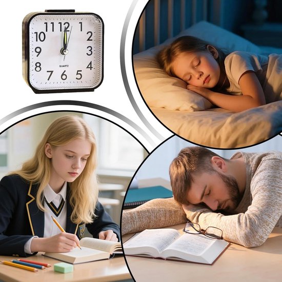 Slaapkamer Klok - Bureau Klok - Stil Ontwaken - Aanraakgevoelige Verlichting - 9 Centimeter - Wit — afbeelding 3