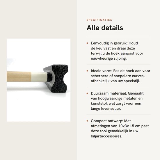 Biljartkeu Reparatiegereedschap - Polijstgereedschap - Vormer - Metaal/Plastic - 10x3x1.6cm - Eenvoudig te gebruiken - Keu — afbeelding 2