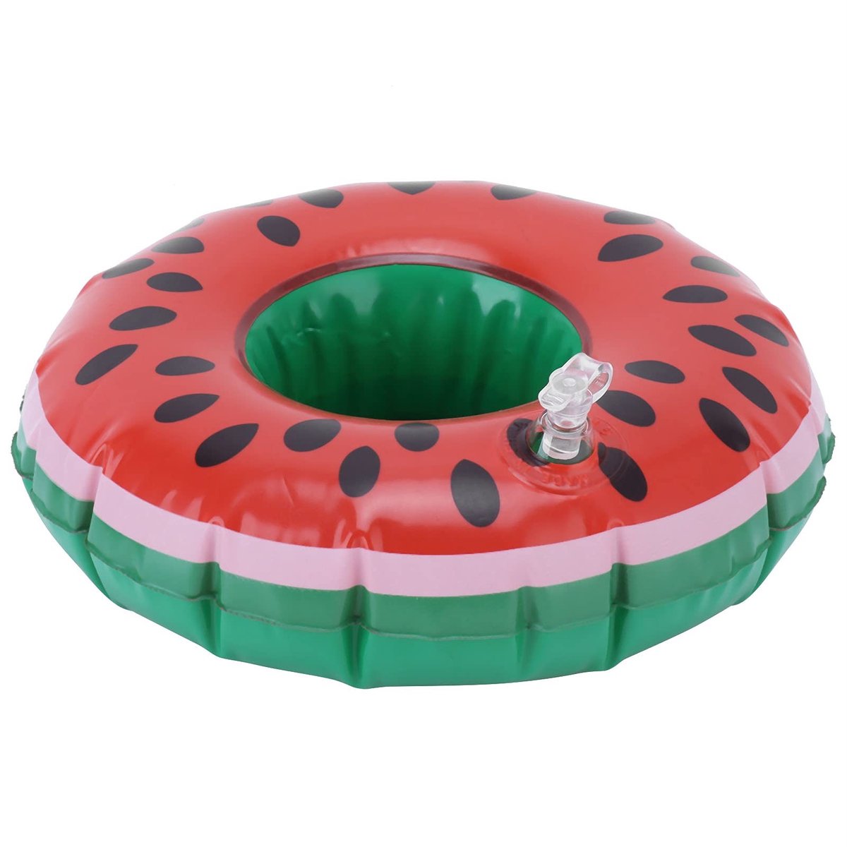 Dailygoods- Opblaasbare Coaster Set van 12 - Watermeloen Design - Drankhouder - Drijvend Speelgoed - PVC - Draagbaar en Opvouwbaar - Drijvende Bekerhouder