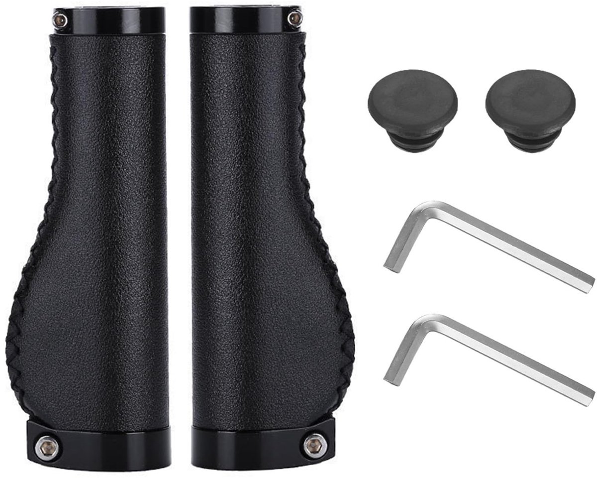 Dailygoods- Fietsdeksel - 1 Paar - PU-Leer - Antislip - Inclusief 2 Sleutels - Zwart - Eenvoudige Installatie - Fietsgrip