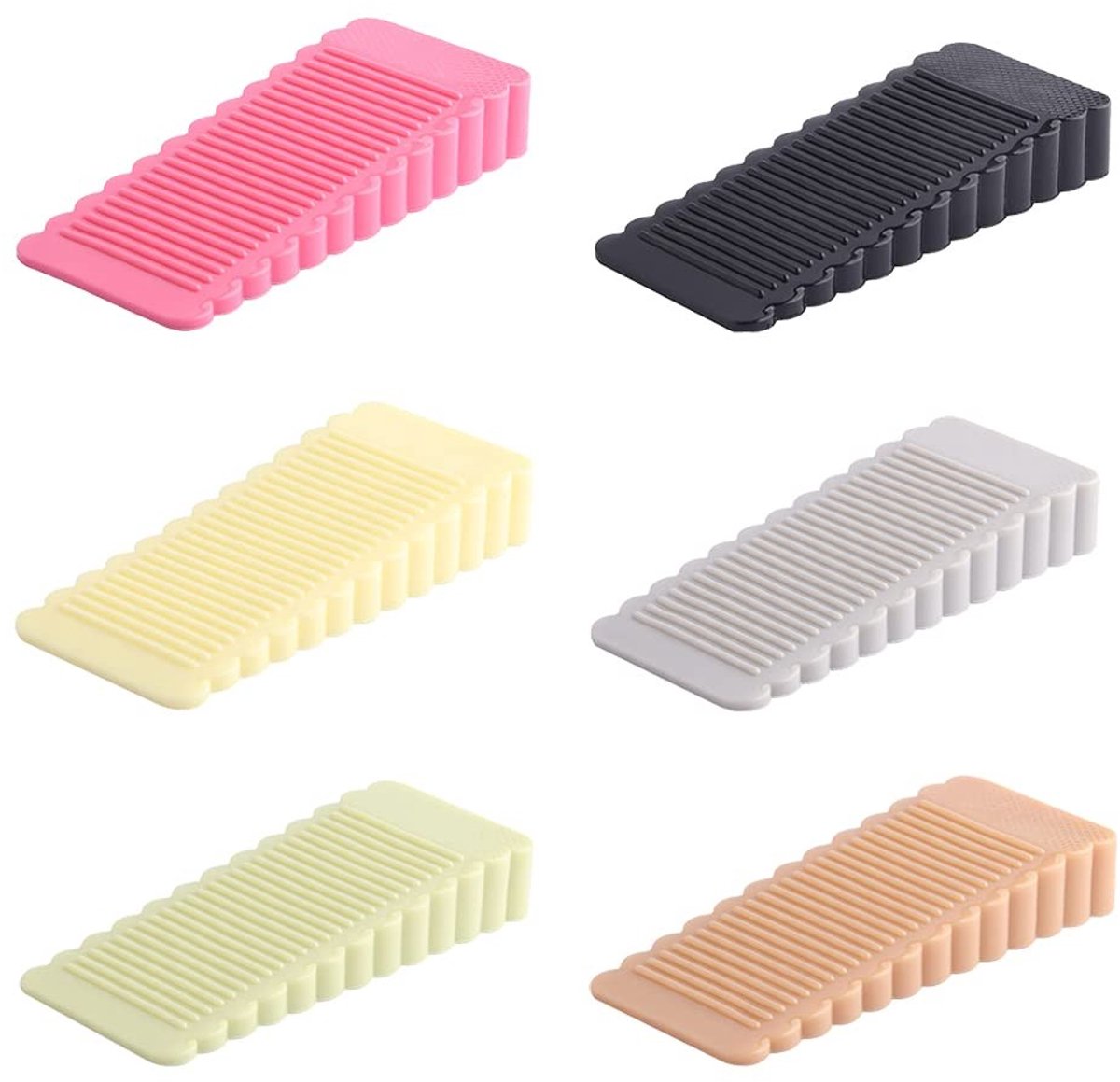 Dailygoods- Deurstoppers 6 Stuks - Rubber Deurwig - Antislip - Schokbestendig - Voor Binnen - Ideale Afmetingen 9.5 x 4 x 1.5 cm