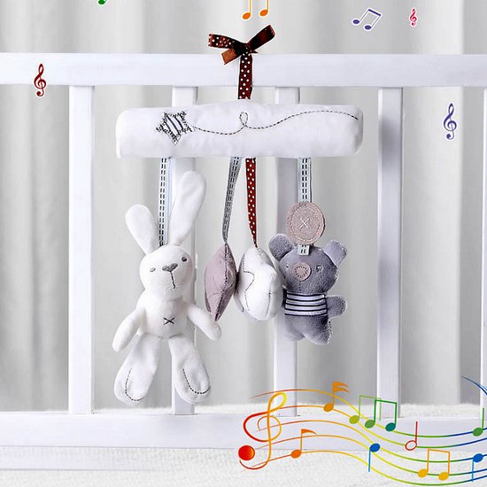 Allernieuwste® Muziek Pluche Knuffel Baby Mobile - Kinderwagen Box Buggy Knuffel - Multifunctioneel Kraamkado met Muziek en Geluiden — afbeelding 2