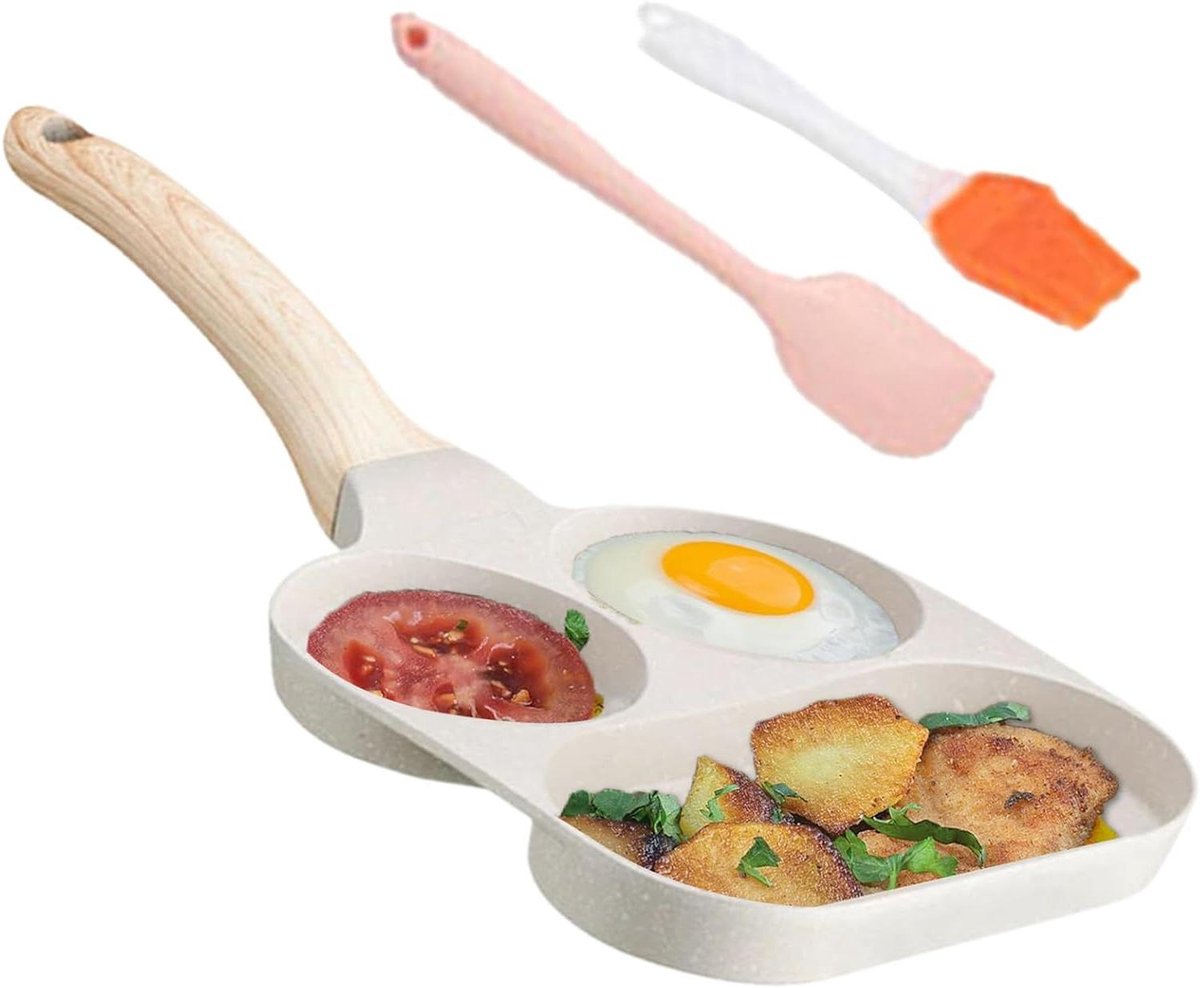 Omeletpan Koekenpan - Ontbijtpan Grillpan - Snelle Maaltijden - Antiaanbaklaag Steen - 19 cm - Zwart