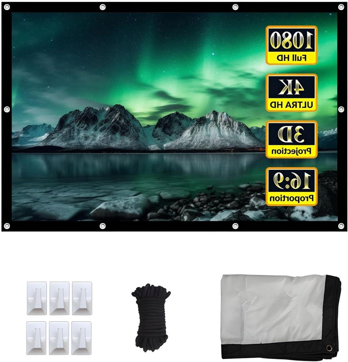 Projectiescherm - Beamerdoek Opvouwbaar - Thuisbioscoop Creëren - Kreukvrij Wasbaar Canvas - 200-300 Inch - Wit