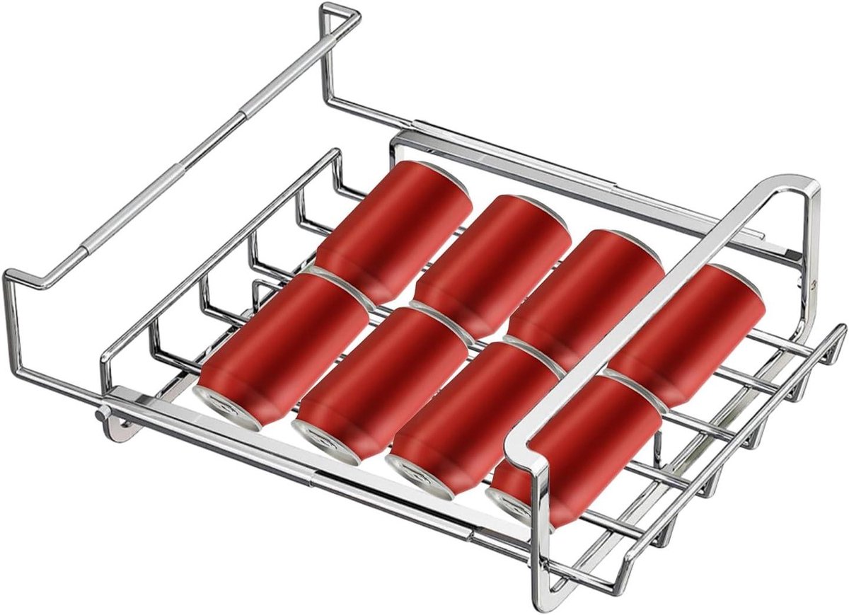 Blikjesdispenser Koelkast - Drank Organizer - Dranken Opbergen - Ruimtebesparend Ontwerp - 6 x 315 cm - Zilverkleurig