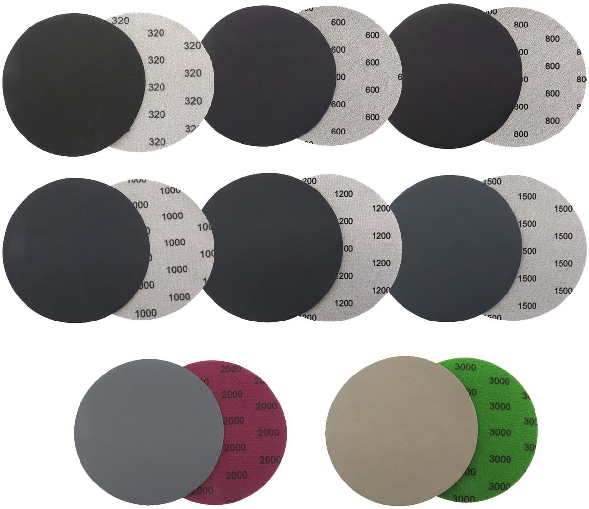 Dailygoods- Schuurdiscs 24 Stuks - Schuurpapier Set 320/600/800/1000/1200/1500/2000/3000 - Eccentrisch - Duurzaam - Antistatisch - Voor Hout/Metaal