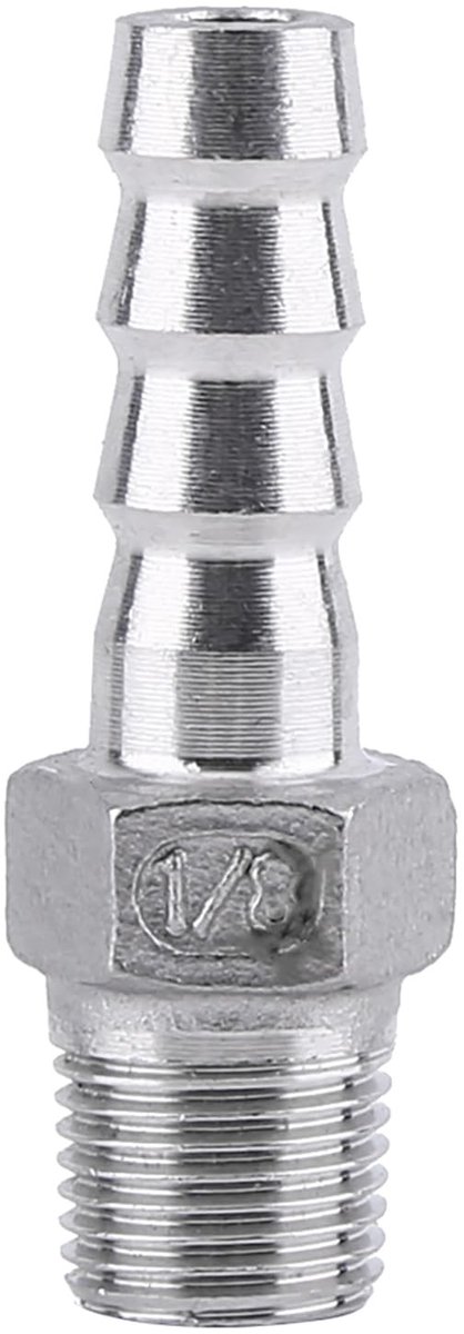 Dailygoods- Slangpilaar Roestvrij Staal SS304 - Slangkoppeling - Slangstuk - Pijpfitting - Barb Connector - Geschikt voor water/gas/vloeistoffen