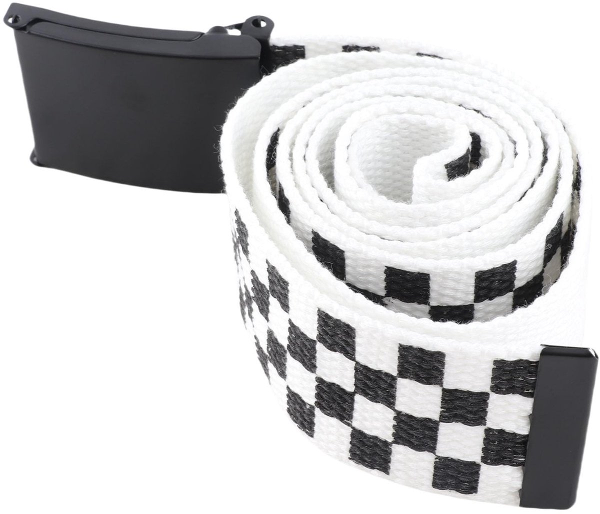 Dailygoods- Militaire Riem Verstelbaar - Canvas Riem - Zwart/Wit Raster - Sterke Toepasbaarheid - Metalen Gesp - Hoog Uithoudingsvermogen