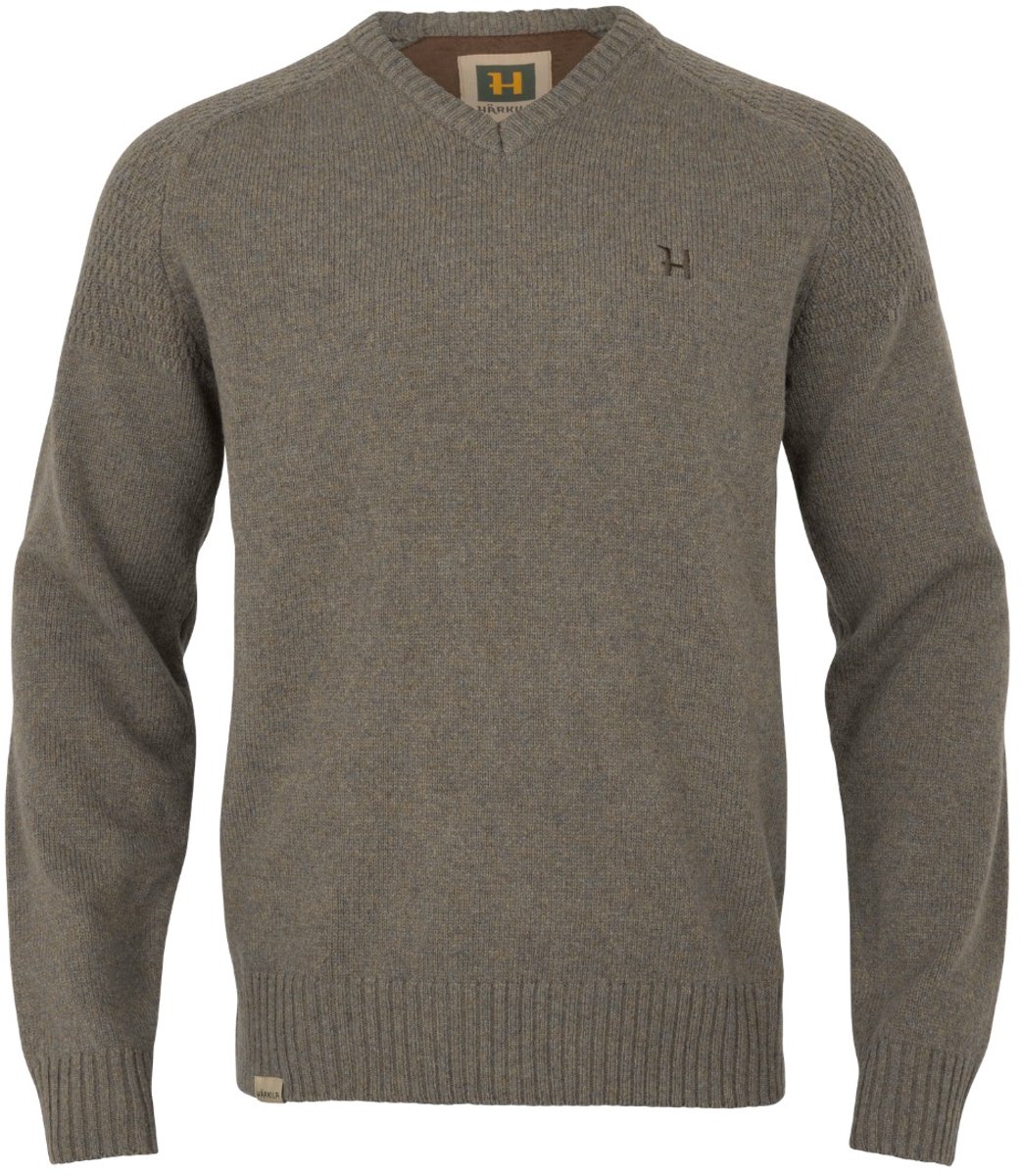 Härkila Vincent Merino V-Hals Pullover Outdoor V-Hals Pullover Scandinavische V-Hals Pullover Jacht V-Hals Pullover Trui Met V-Hals Dark Sand Cypress