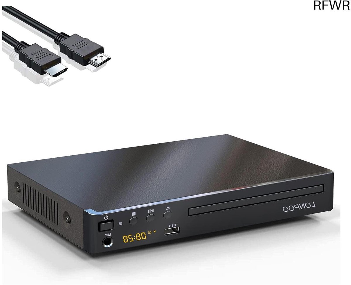 Compact DVD Player for TV - Small CD/DVD Player Codefree, with HDMI (1080p HD Upscaling) / AV/Coaxial Output, USB Input & MIC Output, (with HDMI Cable 1.5m)
