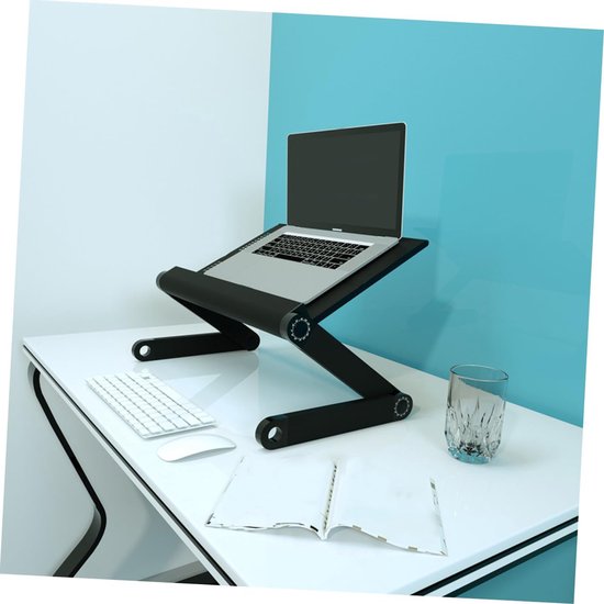 Opvouwbare bijzettafel - Laptopstandaard bed - Comfortabel werken - Verstelbare hoogte - N.v.t. - Wit — afbeelding 2