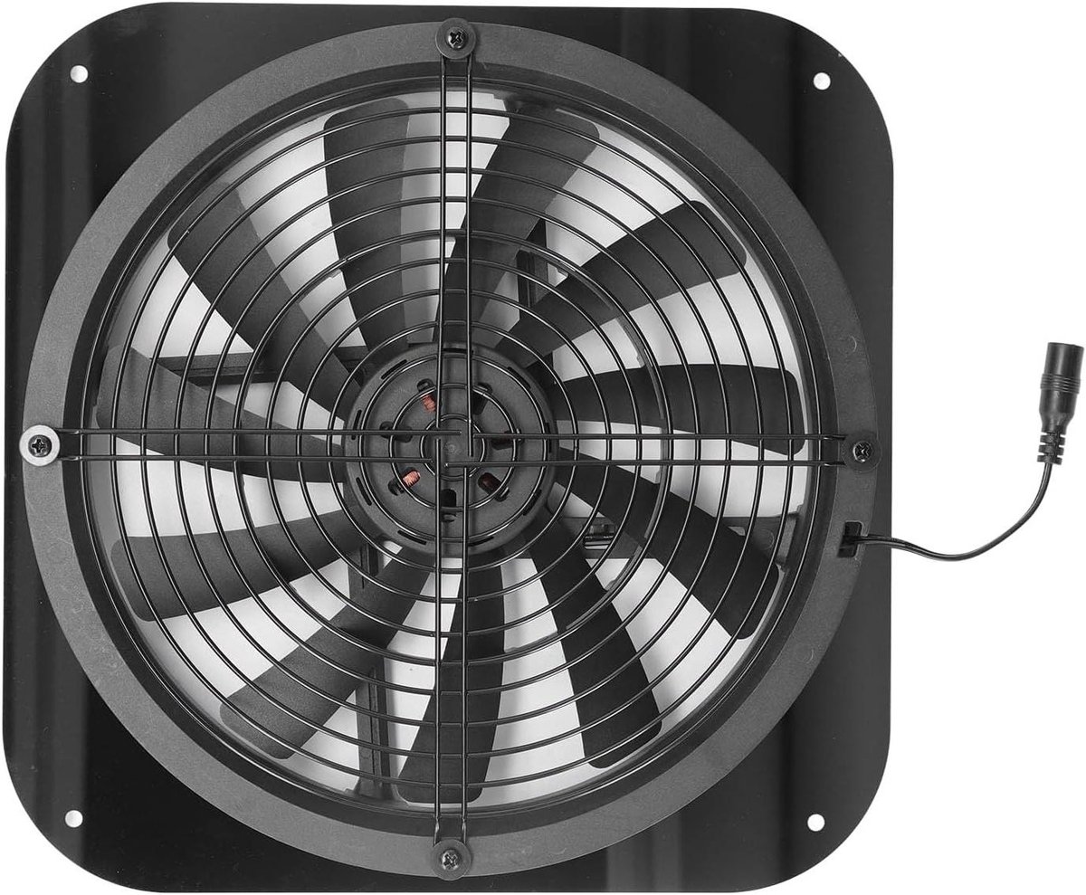Zonne-afzuigventilator - Ronde ventilator - Ventilatie verbeteren - Hoge luchtstroom - 98 inch - Zwart