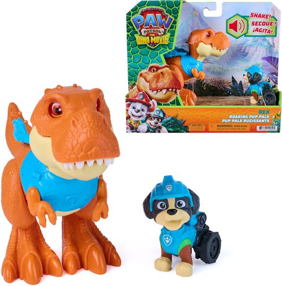 PAW Patrol - De Dino Film - Rex Roaring Pup Pals, bevat beweegbaar Timmy de T. rex-figuur van 12,7 cm met geactiveerde geluiden en Rex-actiefiguur