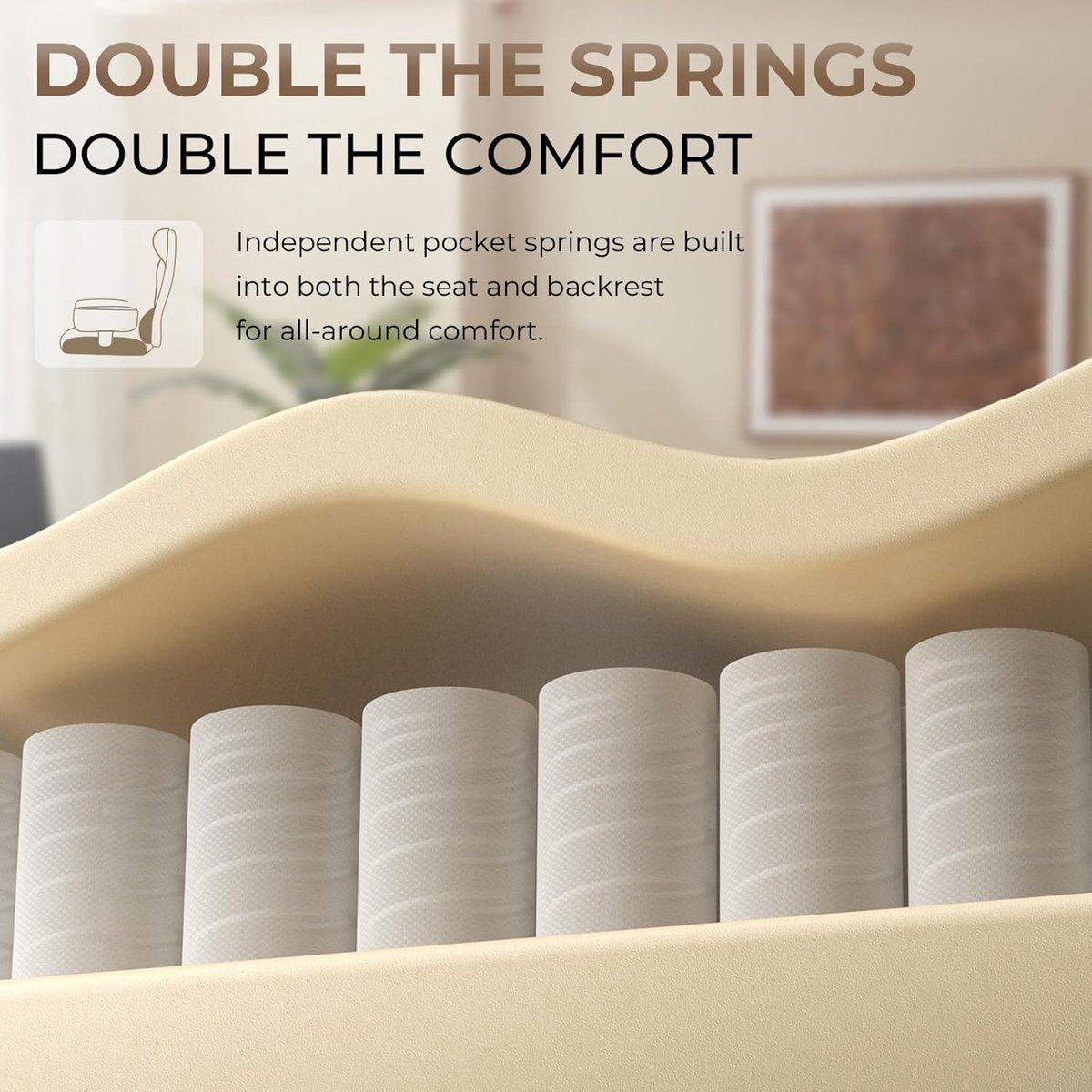 Bureaustoel Ergonomisch - House&Garden Royal Comfort Executive Directiestoel met Voetsteun - Pocketvering - Draaibare Armleuningen - Verstelbare Rugleuning 90°-135° - Hoge Rugleuning - Kunstleer - Wit