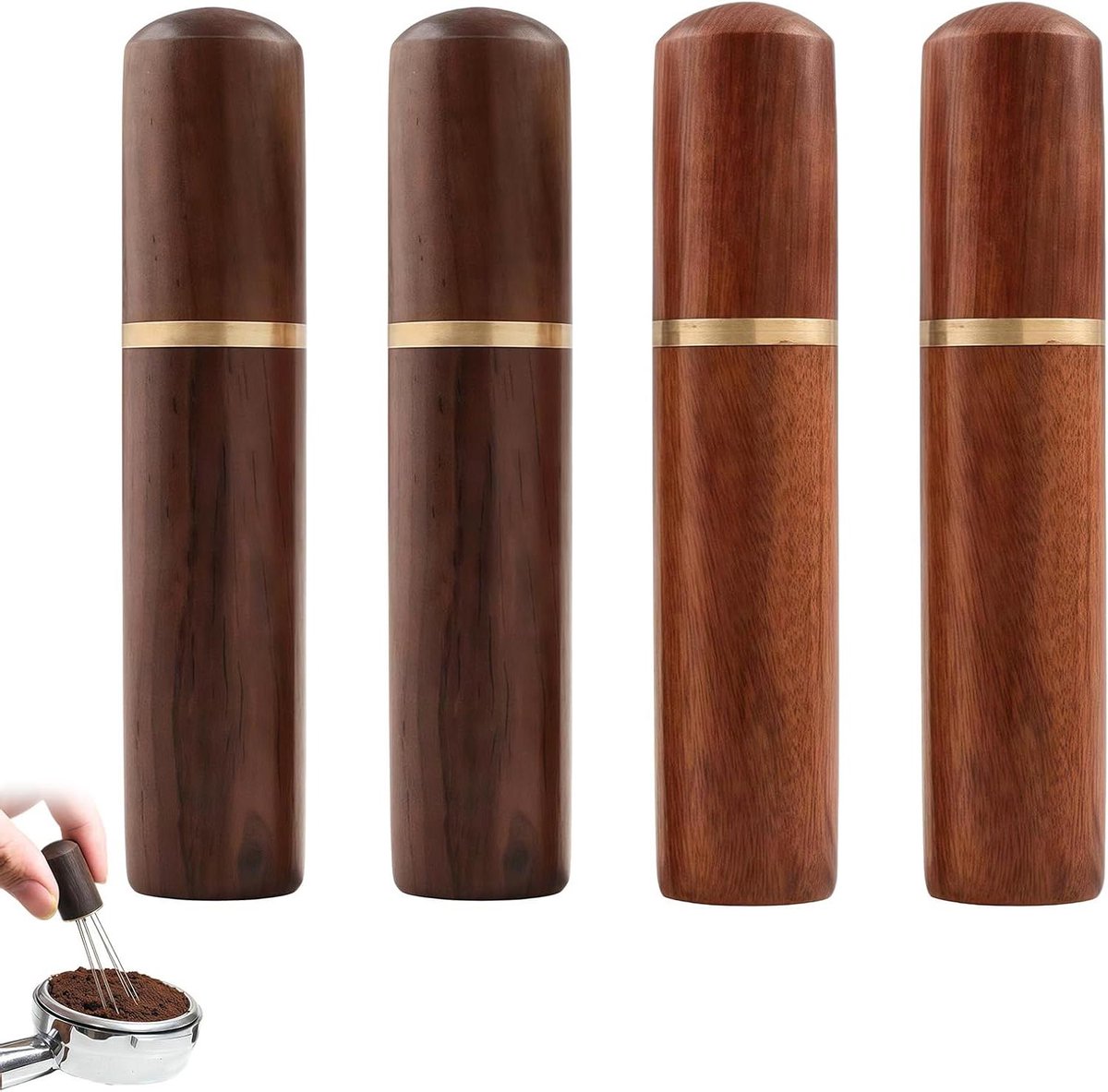 Espresso Roer Set Koffie Verdeler Tool Nauwkeurige Extractie 0.4 mm Fijne Naalden 4 Stuks Houtkleur