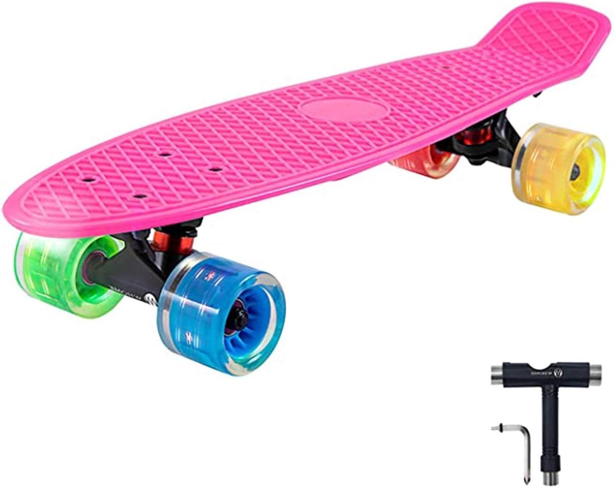 Skateboards Met LED Lichtwiel Mini 22 “4E Generatie Cruise-Skateboard Compleet Voor Meisjes Jongens Volwassenen Jongeren Kinderen En Beginners