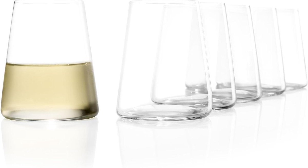 Stölzle Lausitz Witte Wijnglazen Power Set van 6, 380 ml – Moderne Kristallen Wijnglazen zonder Steel voor Aroma – Schokbestendig & Vaatwasserbestendig, Gemaakt in Duitsland