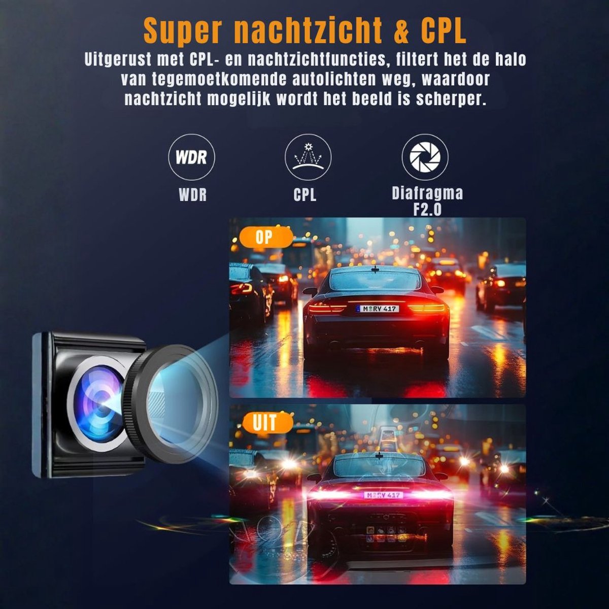 KAD® Dashcam - Draadloze Dashcam Auto - Dual Cam Voor & Achter - Zwart - 22cm x 14cm x 6cm thumbnail 3