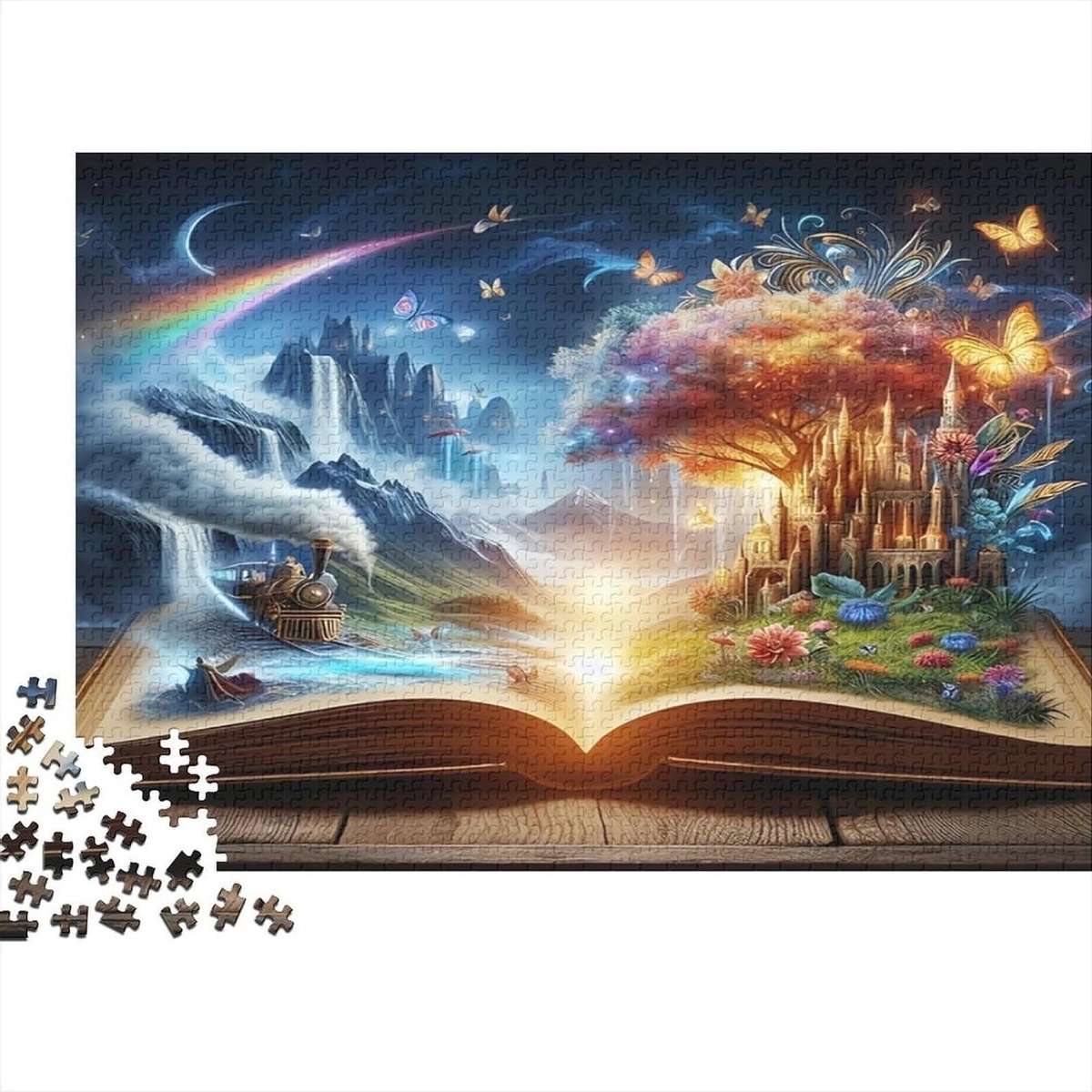 Sprookjesboek Puzzel - Landschap Puzzel - Familie Spel - 1000 Stukjes - 38 x 26 cm - Multicolor