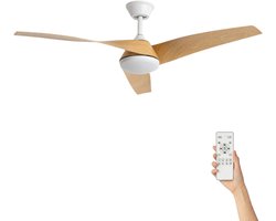 Fantiluxe - Felix - Plafondventilator met verlichting - Wit Hout - Ø132cm - Afstandsbediening - Met lamp - Plafond ventilator - Slaapkamer