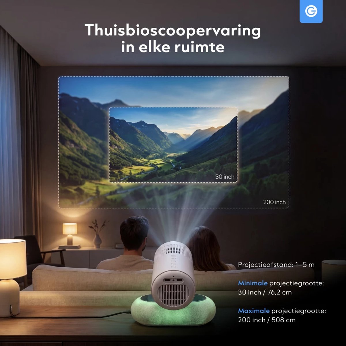 Silvergear Full HD Smart Beamer - 1080P, WiFi & Bluetooth, tot 508cm thumbnail 8