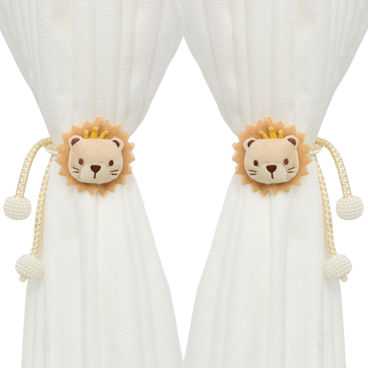 Dailygoods- Gordijnhouder 2 Stuks - Cartoon Pluche - Gordijnclips - Decoratie - Schattige Gordijnhouders - Muurbevestiging Zonder Boren