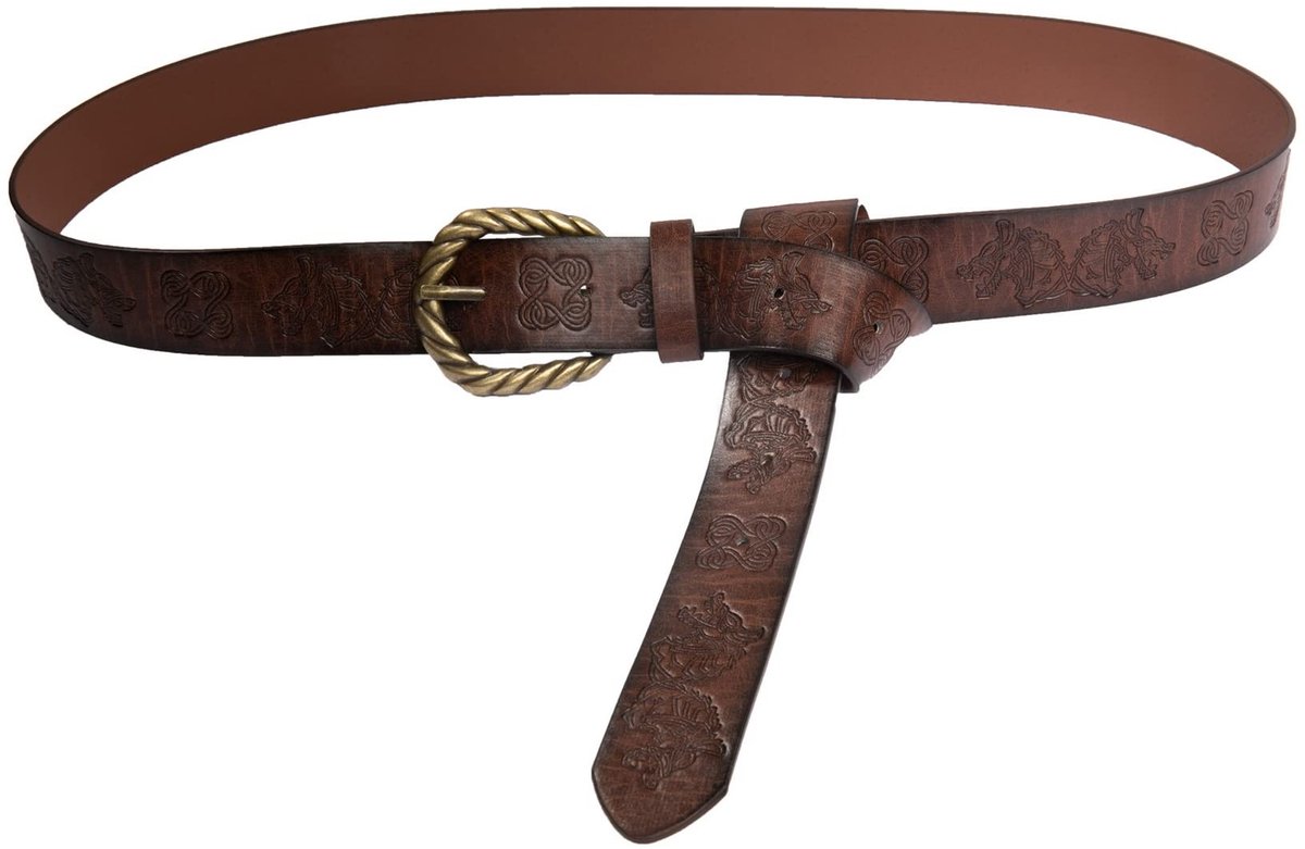 Dailygoods- Riem Middeleeuws Design - PU-leer - Drakenpatroon - Vintage Cosplay Accessoire - 125 cm x 3,5 cm - Duurzaam en Stevig - Kostuumriem