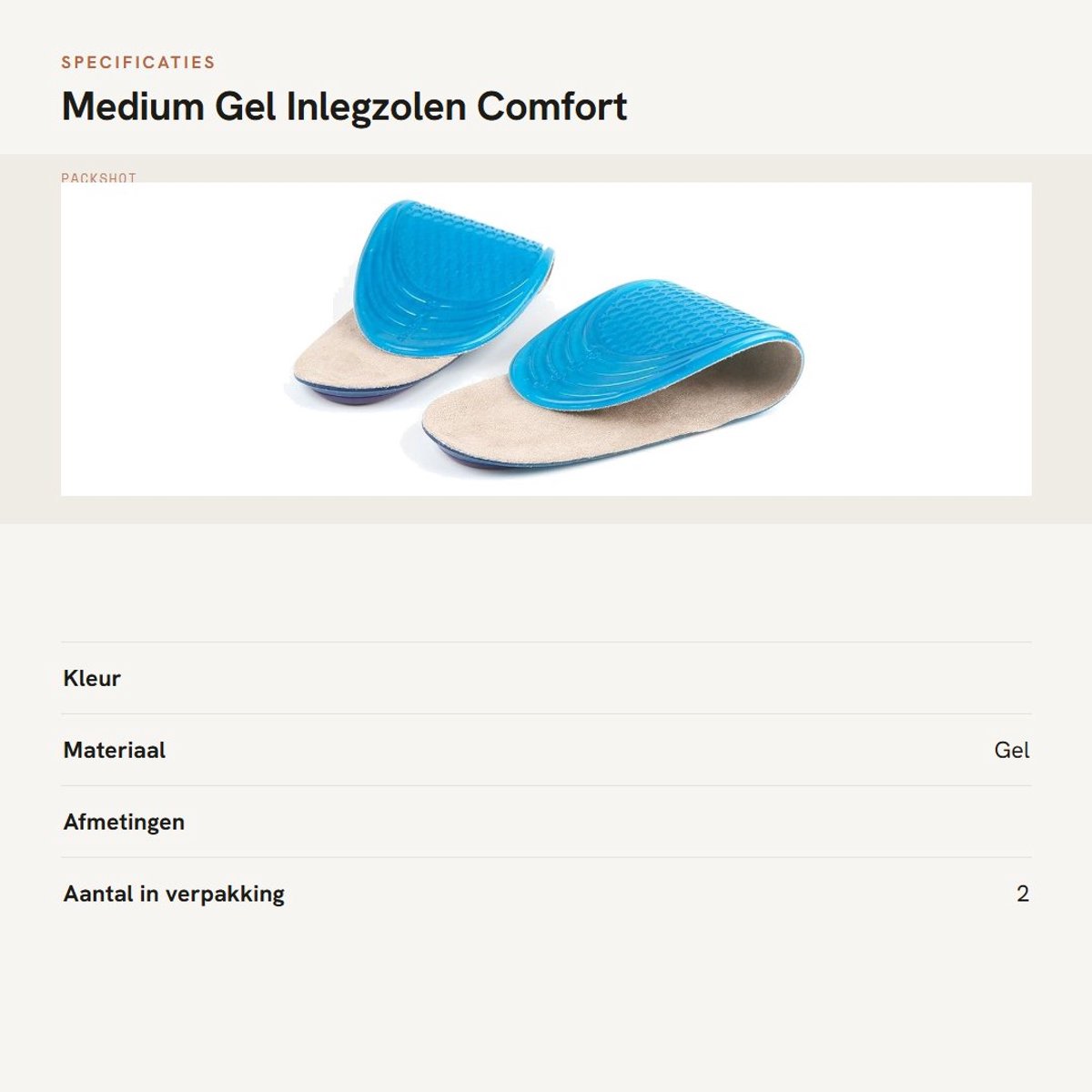 Dailygoods- Gel Inlegzolen Medium - Comfort - Schokabsorptie - Ondersteuning - Boogondersteuning - Geschikt voor maten 34-42 - Voetbed