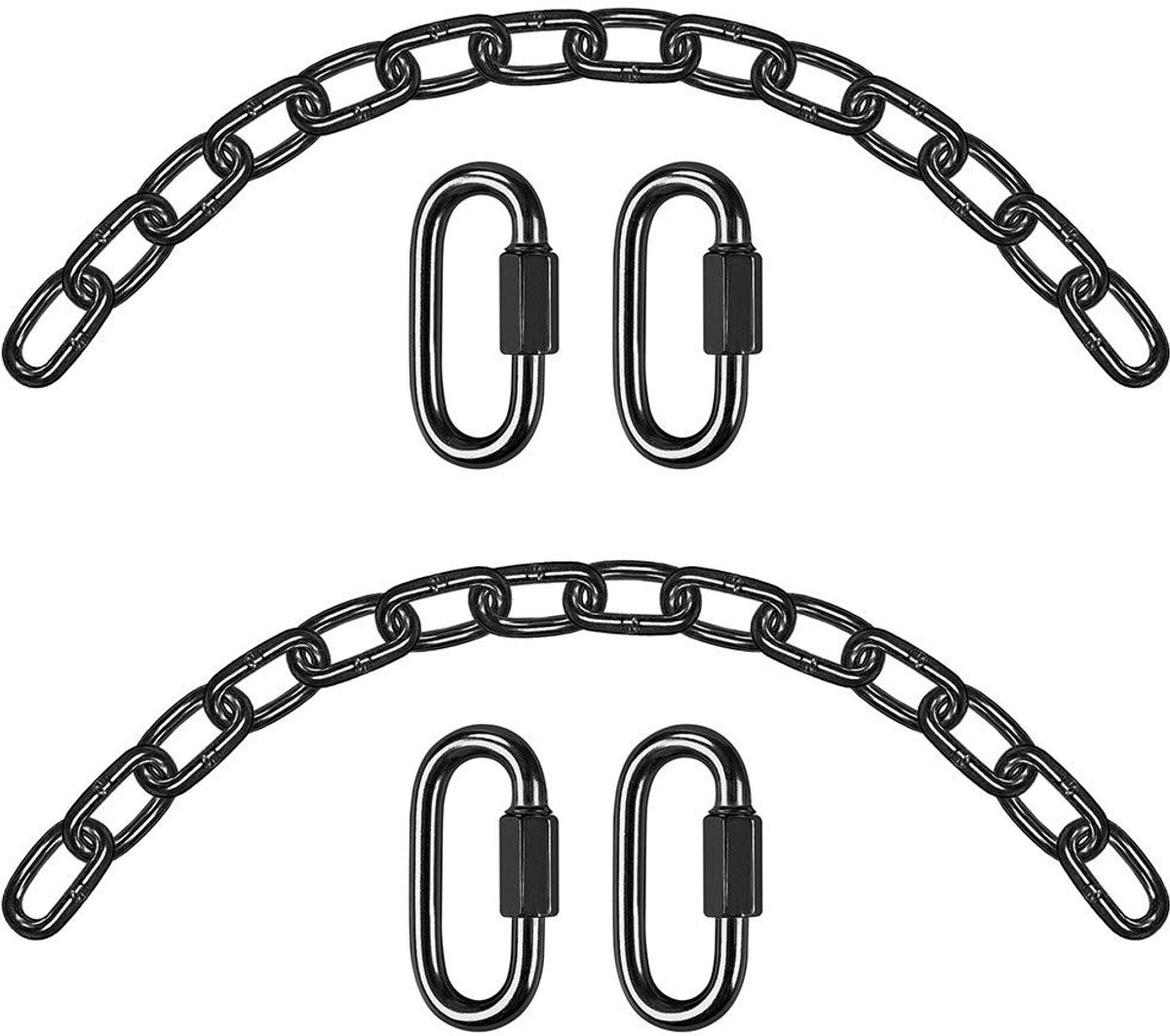 Dailygoods- Hangende Kettingen - 2 Stuks Zware Roestvrij Stalen Kettingen - 4 Karabijnhaken - Voor Hangmatstoelen/Schommels - 1000 lbs Capaciteit - Verstelbare Lengte - Schommelkettingen