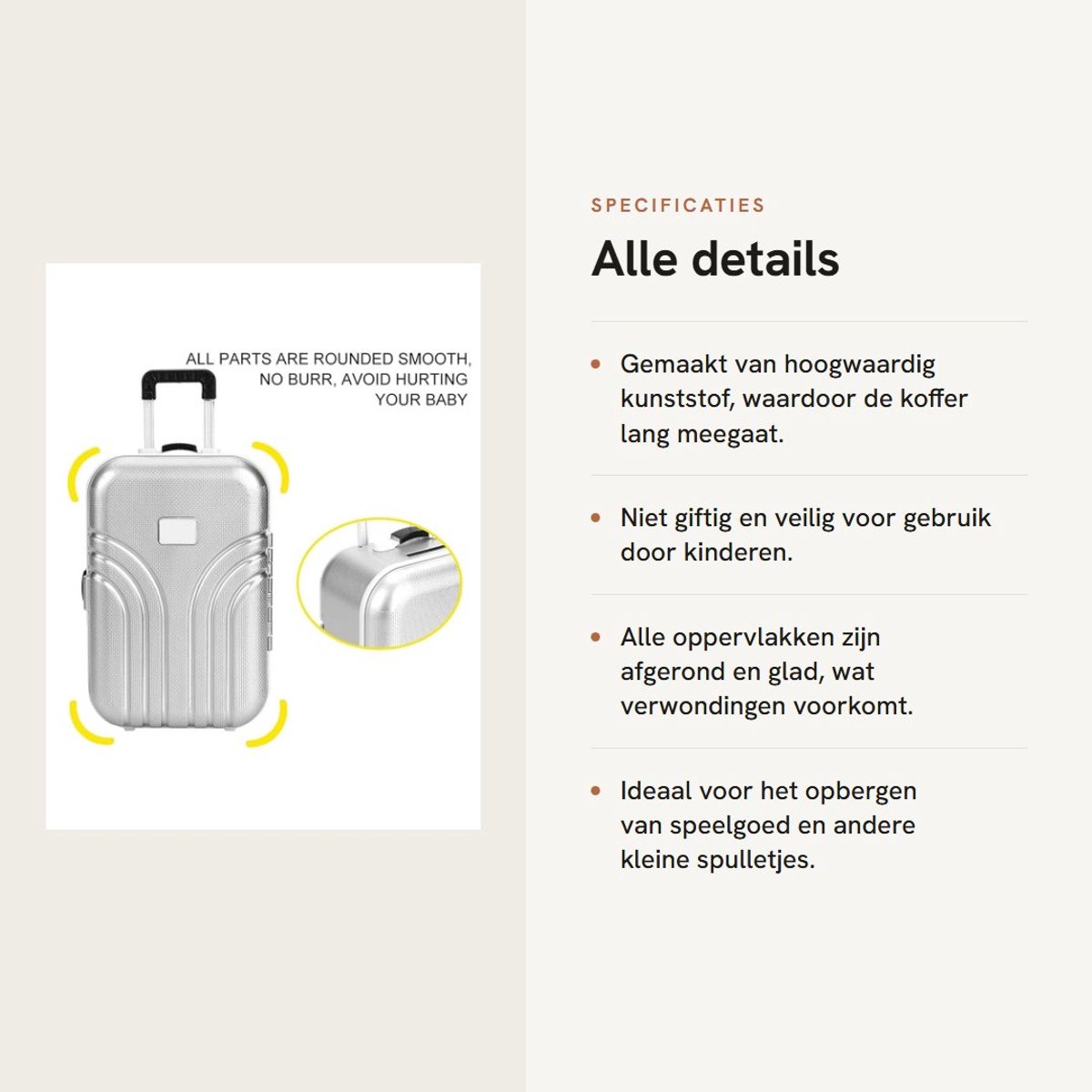 Dailygoods- Kinderkoffer Stevig en Duurzaam - Speelgoedkist - Mini-bagagebox - Veilig en Milieuvriendelijk - Perfect Cadeau - Hoogwaardig Kunststof - Speelgoedkoffer