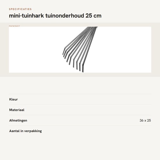 Solidchoice- Tuinhark - Set van 2 stuks - 25 cm/36 cm - Roestbestendig - Comfortabele grip - Geschikt voor tuinieren/gazononderhoud - Handhark van Solidchoice — afbeelding 3