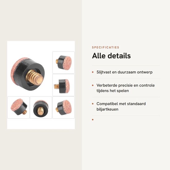 Dailygoods- Biljartkeu Tip Slijtvast - Pooltip - Accessoire - Vervanging - 10 Stuks - Eenvoudig te Gebruiken - Biljarttip — afbeelding 2