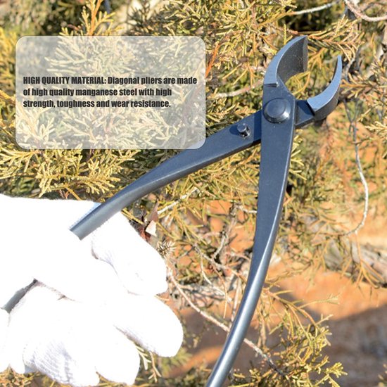 Concave Branch Cutter - Heavy Duty 200mm - Mangaan Staal - Diagonale Tang - Zwart - Bonsaitool - Tuinieren - Snoeischaar van Merkloos	 — afbeelding 2