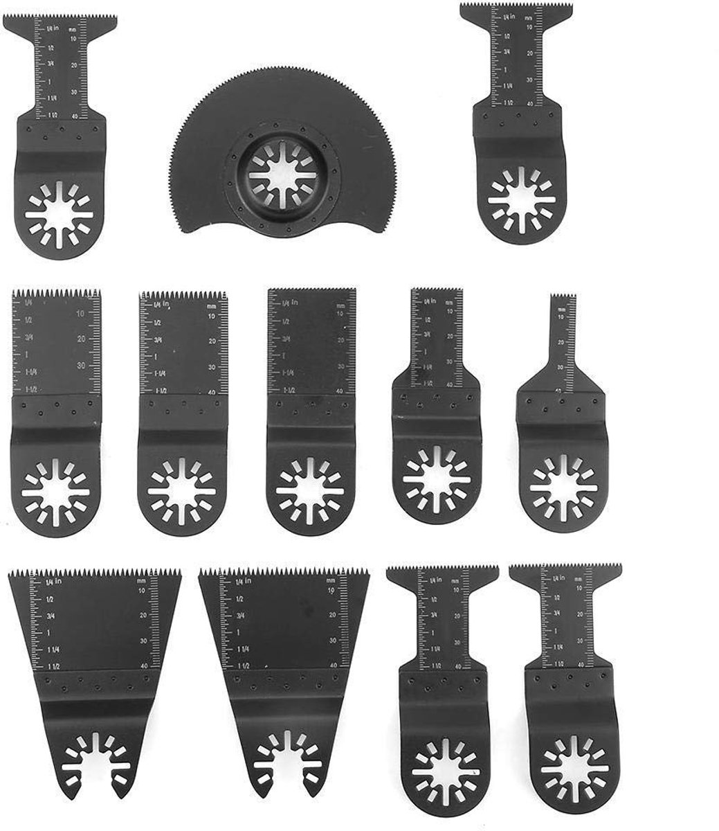 Dailygoods- Zaagbladen 12-delig - Oscillerende Zaagbladen - Hoog Koolstofstaal - Snelsluiting - Antislipwerking - Duurzaam en slijtvast - Multitool