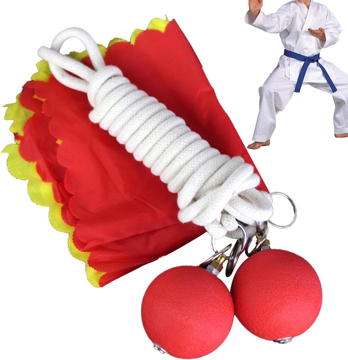 Vechtsport Trainingsmateriaal - Fitness Hulpmiddel - Kracht Opbouw - Dubbele Bal Ontwerp - 3.5m Touw - Zwart