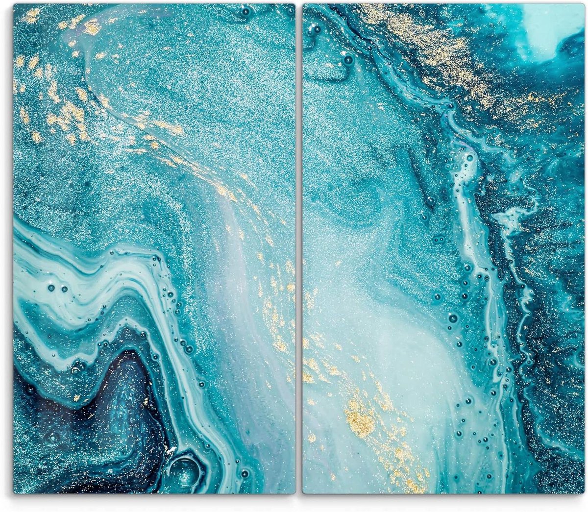 Fornuis afdekplaten glas - Kookplaat beschermers - Keukenbescherming en -decoratie - 3D-diepte effect motief - 2x 30x52 cm