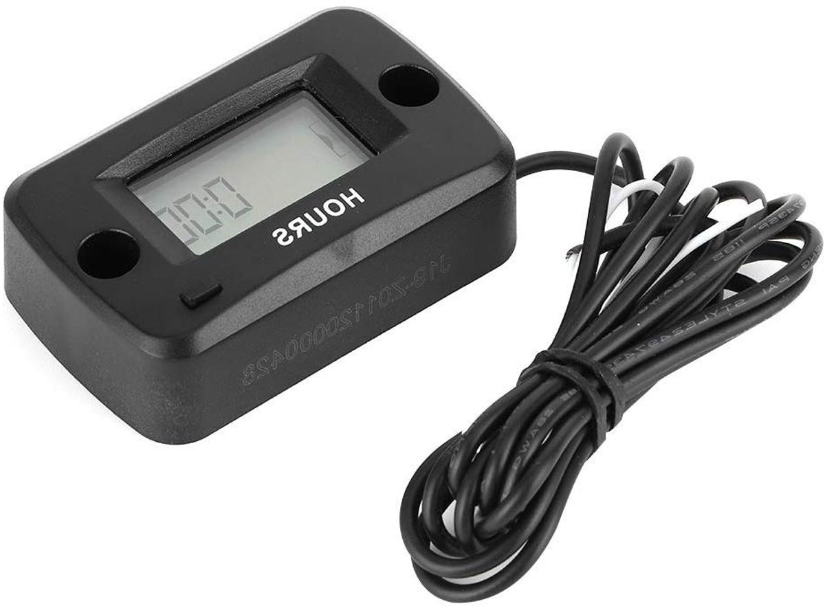 Motor Urenteller - Urenmeter LCD - Motoronderhoud Bijhouden - Trillingsgeactiveerd - 57 x 35 x 17 mm - Zwart