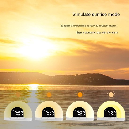 Wekker met Zonsopgang - Wake-up Light Zonlichtwekker - Rustig Wakker Worden - Simuleert Zonsopgang - N.v.t. - Wit — afbeelding 3