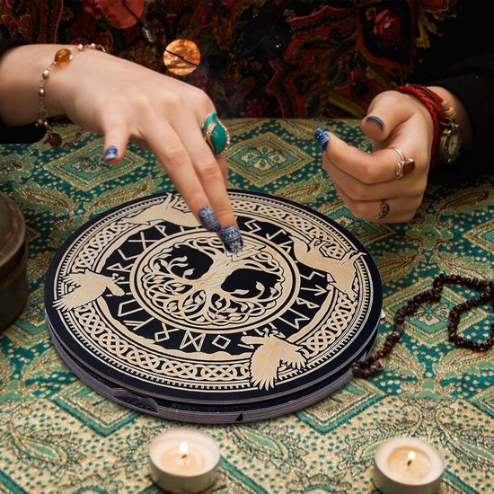 Runen Set - Meditatiehulpmiddelen Divinatie - Spirituele Rituelen - Magnetische Houten Doos - 23 x 23 x 1.5 cm - Houtkleur — afbeelding 3